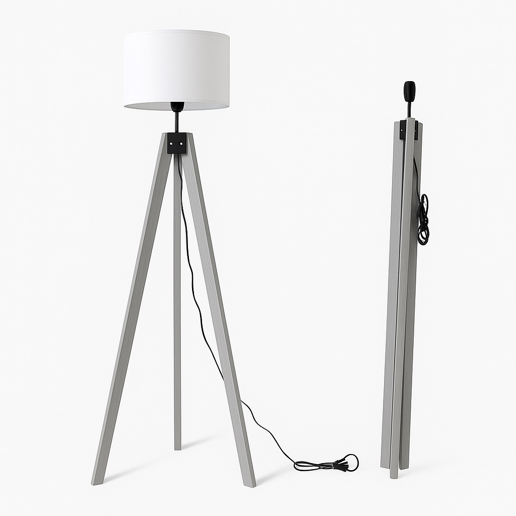 LAMPARA DE PIE NORDICA PLEGABLE GRIS